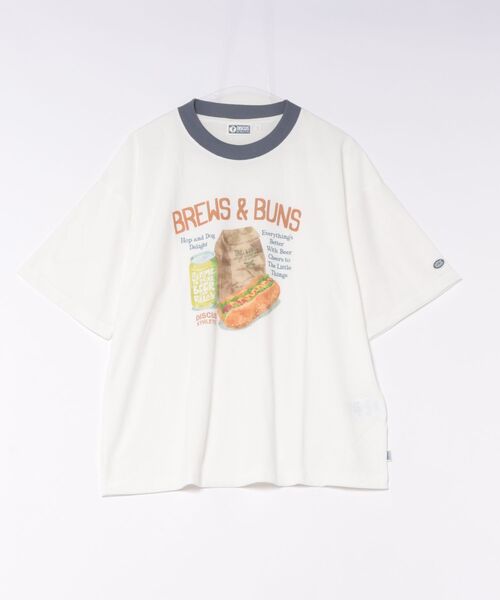 DISCUS ATHLETIC(ディスカス アスレチック)の「DISCUS ATHLETIC(ディスカスアスレチック)梨地COOLMAX フードイラストプリント リンガーTシャツ(Tシャツ/カットソー・メンズ・オフホワイト/グレイッシュブルー/ホワイト系その他/スミクロ・M/XL/L)」の6枚目の写真