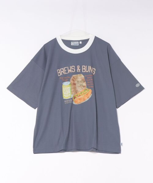 DISCUS ATHLETIC(ディスカス アスレチック)の「DISCUS ATHLETIC(ディスカスアスレチック)梨地COOLMAX フードイラストプリント リンガーTシャツ(Tシャツ/カットソー・メンズ・オフホワイト/グレイッシュブルー/ホワイト系その他/スミクロ・M/XL/L)」の8枚目の写真