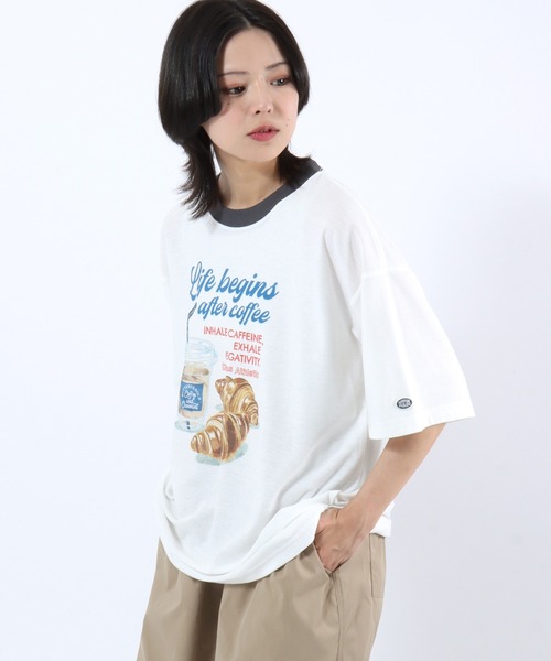 DISCUS ATHLETIC(ディスカス アスレチック)の「DISCUS ATHLETIC(ディスカスアスレチック)COOLMAX(クール&ドライ)フードイラストプリント リンガーTシャツ/半袖/ユニセックス(Tシャツ/カットソー・メンズ・オフホワイト/グレイッシュブルー/ホワイト系その他/スミクロ・M/XL/L)」の21枚目の写真