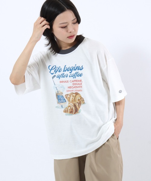 DISCUS ATHLETIC(ディスカス アスレチック)の「DISCUS ATHLETIC(ディスカスアスレチック)COOLMAX(クール&ドライ)フードイラストプリント リンガーTシャツ/半袖/ユニセックス(Tシャツ/カットソー・メンズ・オフホワイト/グレイッシュブルー/ホワイト系その他/スミクロ・M/XL/L)」の19枚目の写真