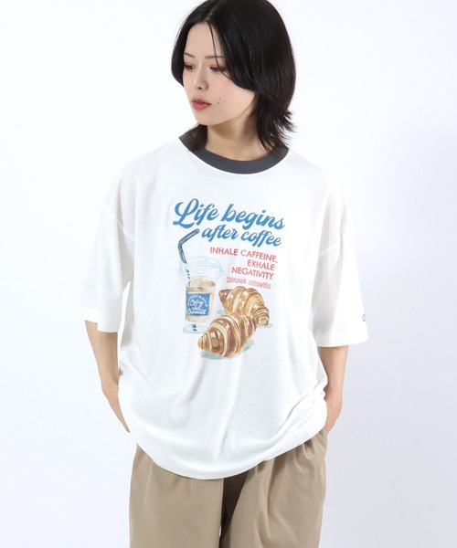 DISCUS ATHLETIC(ディスカス アスレチック)の「DISCUS ATHLETIC(ディスカスアスレチック)COOLMAX(クール&ドライ)フードイラストプリント リンガーTシャツ/半袖/ユニセックス(Tシャツ/カットソー・メンズ・オフホワイト/グレイッシュブルー/ホワイト系その他/スミクロ・M/XL/L)」の20枚目の写真