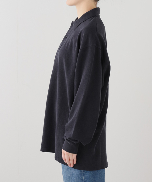 FRAMeWORK（フレームワーク）の「LOEFF/ロエフ LI/CO PIQUE PL LS（Tシャツ/カットソー・レディース・ベージュ/チャコールグレー・FREE）」の3枚目の写真