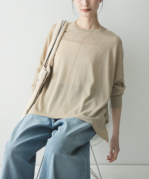 URBAN RESEARCH（アーバンリサーチ）の「UVカット加工ルーズニット（ニット/セーター・レディース・ベージュ/ライトブルー/ブラック・FREE）」の3枚目の写真