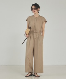 qualite | 【接触冷感】リネンブレンドドロストオールインワン 夏服 大人カジュアル きれいめ(サロペット/オーバーオール)