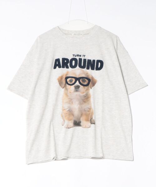 Another Branch olive des olive（アナザーブランチオリーブデオリーブ）の「メガネ犬半袖ＢＩＧＴ（Tシャツ/カットソー・レディース・オフホワイト/スミクロ/オートミール・FREE）」の3枚目の写真