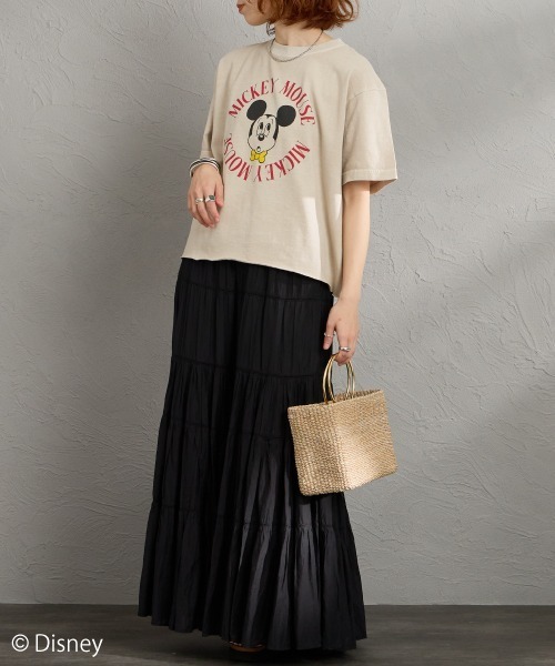 GOOD ROCK SPEED（グッドロックスピード）の「[GOOD ROCK SPEED/グッドロックスピード] 別注 / MICKEY MOUSE / クロップド丈プリントTシャツ / ディズニー（Tシャツ/カットソー・レディース・ベージュ・M）」の2枚目の写真