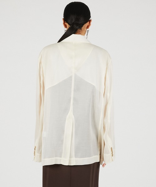 PRANK PROJECT(プランクプロジェクト)の「【2026Summer Pre-Order】シルクブレンドシアージャケット / Silk Blend Sheer Jacket(テーラードジャケット・レディース・ブラック/アイボリー・FREE)」の15枚目の写真