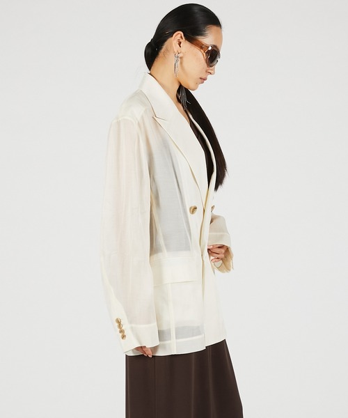 PRANK PROJECT(プランクプロジェクト)の「【2026Summer Pre-Order】シルクブレンドシアージャケット / Silk Blend Sheer Jacket(テーラードジャケット・レディース・ブラック/アイボリー・FREE)」の16枚目の写真