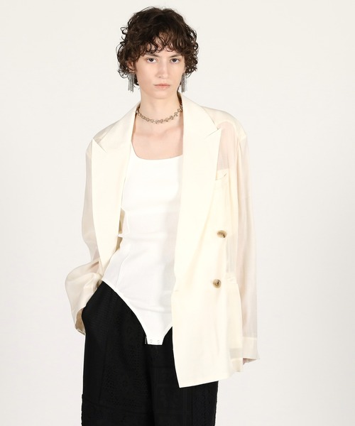 PRANK PROJECT(プランクプロジェクト)の「【2026Summer Pre-Order】シルクブレンドシアージャケット / Silk Blend Sheer Jacket(テーラードジャケット・レディース・ブラック/アイボリー・FREE)」の12枚目の写真