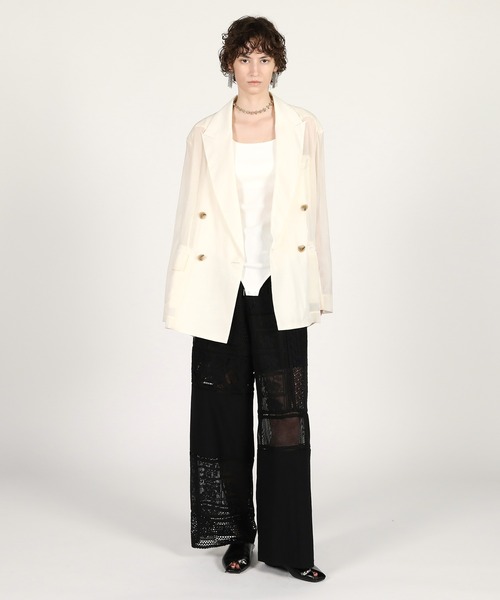 PRANK PROJECT(プランクプロジェクト)の「【2026Summer Pre-Order】シルクブレンドシアージャケット / Silk Blend Sheer Jacket(テーラードジャケット・レディース・ブラック/アイボリー・FREE)」の6枚目の写真