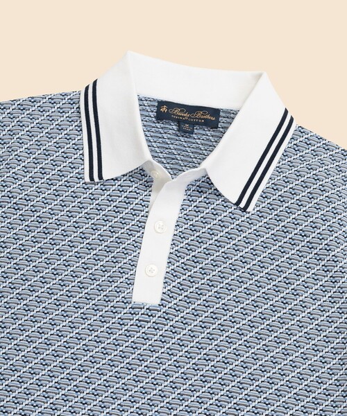 BROOKS BROTHERS(ブルックスブラザーズ)の「スーピマコットン ダイヤモンドテキスチャード ショートスリーブ ポロセーター(ニット/セーター・メンズ・ブルー系その他・LARGE/MEDIUM/SMALL)」の2枚目の写真