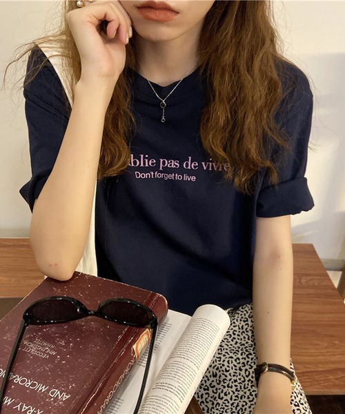 shyam inspiration(シャムインスピレーション)の「オーバーサイズロゴプリントTシャツ/半袖(Tシャツ/カットソー・レディース・ネイビー/ライトイエロー/ホワイト・M/L)」の13枚目の写真