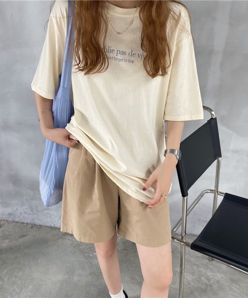 shyam inspiration(シャムインスピレーション)の「オーバーサイズロゴプリントTシャツ/半袖(Tシャツ/カットソー・レディース・ネイビー/ライトイエロー/ホワイト・M/L)」の9枚目の写真