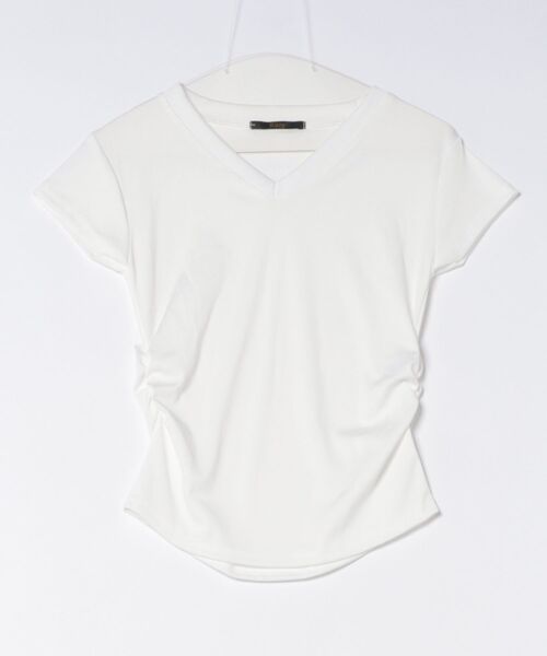 Ritzy(リッツィー)の「Vネック・サイドギャザーTシャツ(Tシャツ/カットソー・レディース・ライトブラウン/ブラック/ライトピンク/ホワイト・MEDIUM/LARGE)」の6枚目の写真