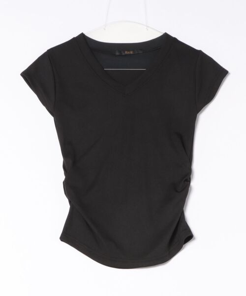Ritzy(リッツィー)の「Vネック・サイドギャザーTシャツ(Tシャツ/カットソー・レディース・ライトブラウン/ブラック/ライトピンク/ホワイト・MEDIUM/LARGE)」の8枚目の写真