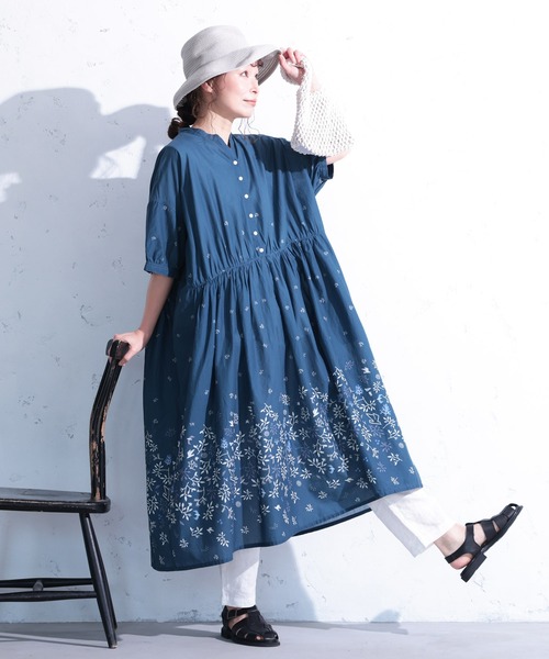 soulberry(ソウルベリー)の「森とカモメのワンピース(ワンピース・レディース・ネイビー系・5L/4L/3L/LL/L/M)」の3枚目の写真