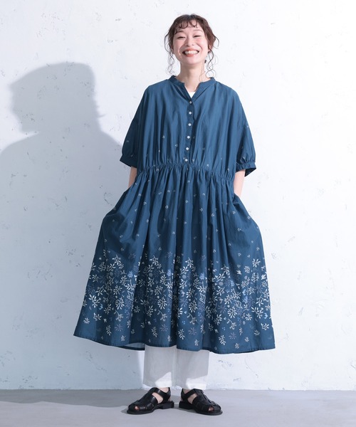 soulberry(ソウルベリー)の「森とカモメのワンピース(ワンピース・レディース・ネイビー系・5L/4L/3L/LL/L/M)」の8枚目の写真