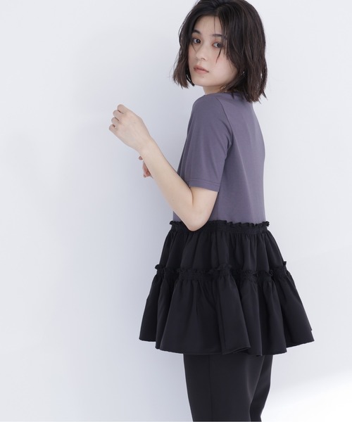 NATURAL BEAUTY BASIC(ナチュラルビューティーベーシック)の「ドッキングティアードカットソー(Tシャツ/カットソー・レディース・オフホワイト/グレー系その他/ブルー系その他・フリ-)」の3枚目の写真