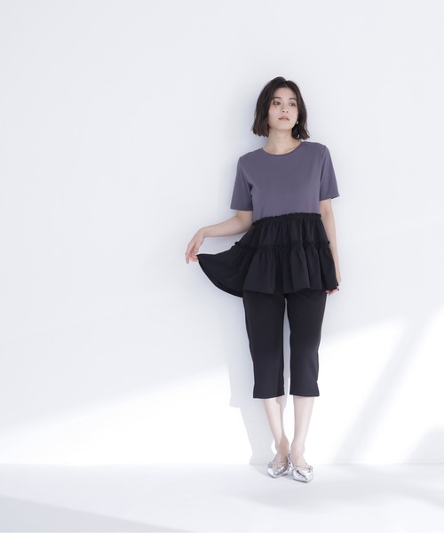 NATURAL BEAUTY BASIC(ナチュラルビューティーベーシック)の「ドッキングティアードカットソー(Tシャツ/カットソー・レディース・オフホワイト/グレー系その他/ブルー系その他・フリ-)」の12枚目の写真