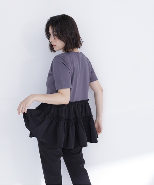 NATURAL BEAUTY BASIC(ナチュラルビューティーベーシック)の「ドッキングティアードカットソー(Tシャツ/カットソー・レディース・オフホワイト/グレー系その他/ブルー系その他・フリ-)」の15枚目の写真