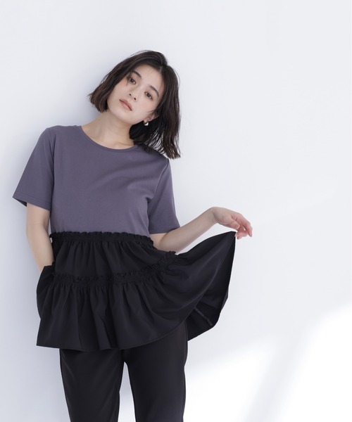 NATURAL BEAUTY BASIC(ナチュラルビューティーベーシック)の「ドッキングティアードカットソー(Tシャツ/カットソー・レディース・オフホワイト/グレー系その他/ブルー系その他・フリ-)」の17枚目の写真