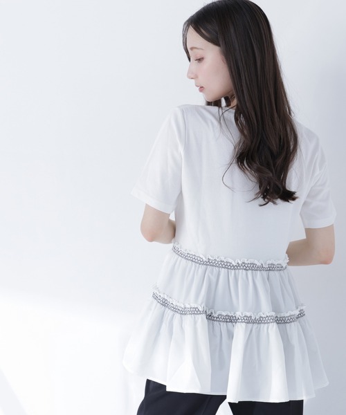 NATURAL BEAUTY BASIC(ナチュラルビューティーベーシック)の「ドッキングティアードカットソー(Tシャツ/カットソー・レディース・オフホワイト/グレー系その他/ブルー系その他・フリ-)」の9枚目の写真