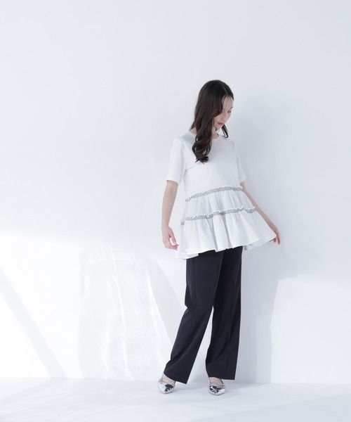 NATURAL BEAUTY BASIC(ナチュラルビューティーベーシック)の「ドッキングティアードカットソー(Tシャツ/カットソー・レディース・オフホワイト/グレー系その他/ブルー系その他・フリ-)」の10枚目の写真