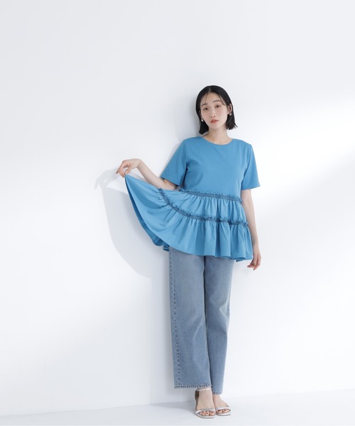 NATURAL BEAUTY BASIC(ナチュラルビューティーベーシック)の「ドッキングティアードカットソー(Tシャツ/カットソー・レディース・オフホワイト/グレー系その他/ブルー系その他・フリ-)」の20枚目の写真