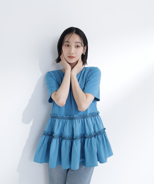 NATURAL BEAUTY BASIC(ナチュラルビューティーベーシック)の「ドッキングティアードカットソー(Tシャツ/カットソー・レディース・オフホワイト/グレー系その他/ブルー系その他・フリ-)」の21枚目の写真