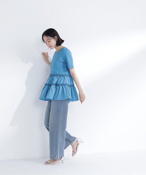 NATURAL BEAUTY BASIC(ナチュラルビューティーベーシック)の「ドッキングティアードカットソー(Tシャツ/カットソー・レディース・オフホワイト/グレー系その他/ブルー系その他・フリ-)」の22枚目の写真