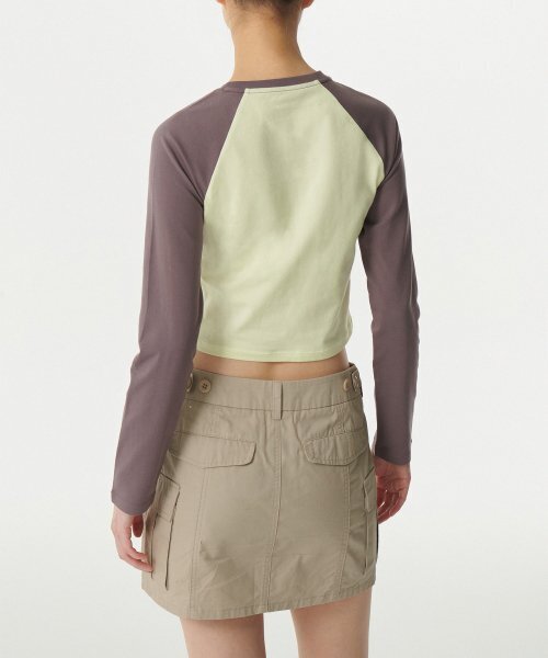 MUSINSA STANDARD WOMAN（ムシンサスタンダードウーマン）の「ウィメンズスリムクロップラグラン長袖Tシャツ[レモン/レッドブラウン]（Tシャツ/カットソー・レディース・その他・SMALL/MEDIUM/LARGE/X-SMALL）」の3枚目の写真