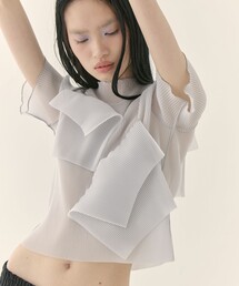 kotohayokozawa | 【kotohayokozawa/コトハヨコザワ】《STUDIOUS別注》SHEER SHORT SLEEVE TOP/シアーショートスリーブトップ/半袖/ウォッシャブル(Tシャツ/カットソー)