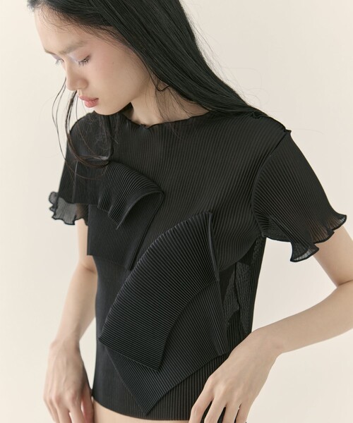 kotohayokozawa(コトハヨコザワ)の「【kotohayokozawa/コトハヨコザワ】《STUDIOUS別注》SHEER SHORT SLEEVE TOP/シアーショートスリーブトップ/半袖/ウォッシャブル(Tシャツ/カットソー・レディース・グレー/ブラック/グリーン/ピンク・FREE)」の2枚目の写真