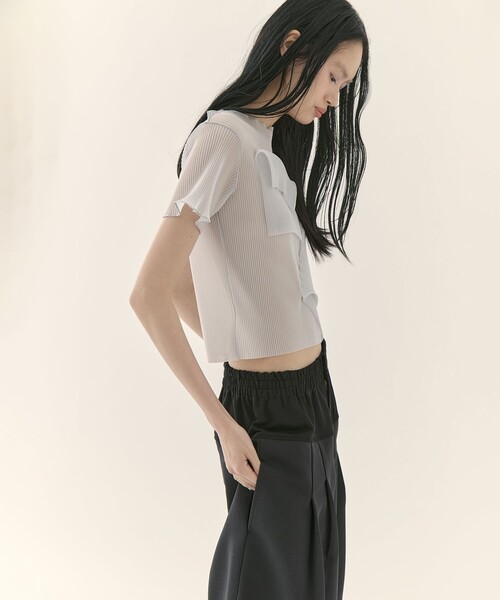 kotohayokozawa(コトハヨコザワ)の「【kotohayokozawa/コトハヨコザワ】《STUDIOUS別注》SHEER SHORT SLEEVE TOP/シアーショートスリーブトップ/半袖/ウォッシャブル(Tシャツ/カットソー・レディース・グレー/ブラック/グリーン/ピンク・FREE)」の7枚目の写真