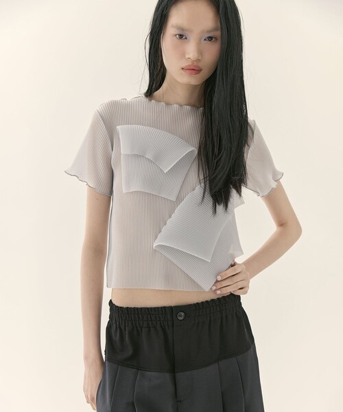 kotohayokozawa(コトハヨコザワ)の「【kotohayokozawa/コトハヨコザワ】《STUDIOUS別注》SHEER SHORT SLEEVE TOP/シアーショートスリーブトップ/半袖/ウォッシャブル(Tシャツ/カットソー・レディース・グレー/ブラック/グリーン/ピンク・FREE)」の9枚目の写真