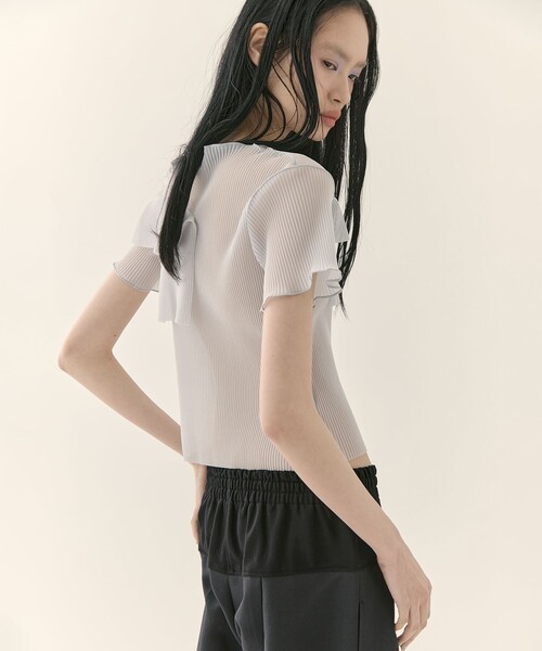 kotohayokozawa(コトハヨコザワ)の「【kotohayokozawa/コトハヨコザワ】《STUDIOUS別注》SHEER SHORT SLEEVE TOP/シアーショートスリーブトップ/半袖/ウォッシャブル(Tシャツ/カットソー・レディース・グレー/ブラック/グリーン/ピンク・FREE)」の10枚目の写真