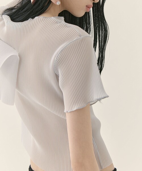 kotohayokozawa(コトハヨコザワ)の「【kotohayokozawa/コトハヨコザワ】《STUDIOUS別注》SHEER SHORT SLEEVE TOP/シアーショートスリーブトップ/半袖/ウォッシャブル(Tシャツ/カットソー・レディース・グレー/ブラック/グリーン/ピンク・FREE)」の12枚目の写真