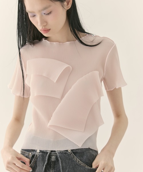 kotohayokozawa(コトハヨコザワ)の「【kotohayokozawa/コトハヨコザワ】《STUDIOUS別注》SHEER SHORT SLEEVE TOP/シアーショートスリーブトップ/半袖/ウォッシャブル(Tシャツ/カットソー・レディース・グレー/ブラック/グリーン/ピンク・FREE)」の4枚目の写真