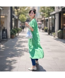 パフスリーブ小花柄2wayVネックワンピース 夏 ワンピース