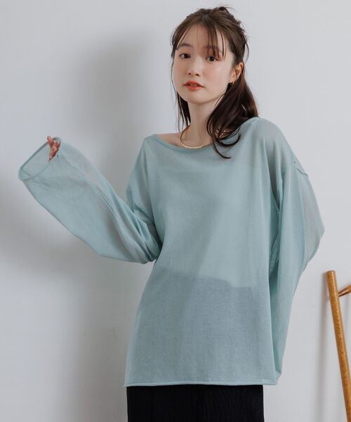 RETRO GIRL(レトロガール)の「シアーニットプルオーバー(ニット/セーター・レディース・オフホワイト/ブラック/オレンジ/ピンク/グリーン・FREE)」の18枚目の写真