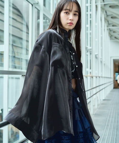 HARE(ハレ)の「ワイドシアーシャツ(HARE)(シャツ/ブラウス・レディース・ブラック/パープル・FREE)」の2枚目の写真