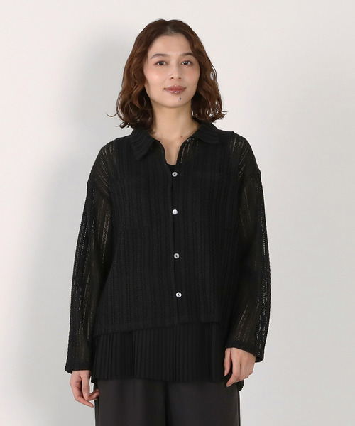 MELROSE claire（メルローズ クレール）の「【ラッセルレース襟付きカットソーカーディガン】（シャツ/ブラウス・レディース・オフホワイト/ブラック・FREE）」の2枚目の写真