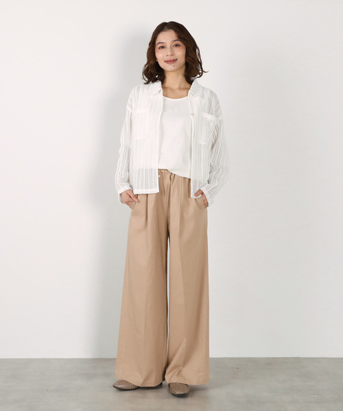 MELROSE claire（メルローズ クレール）の「【ラッセルレース襟付きカットソーカーディガン】（シャツ/ブラウス・レディース・オフホワイト/ブラック・FREE）」の5枚目の写真