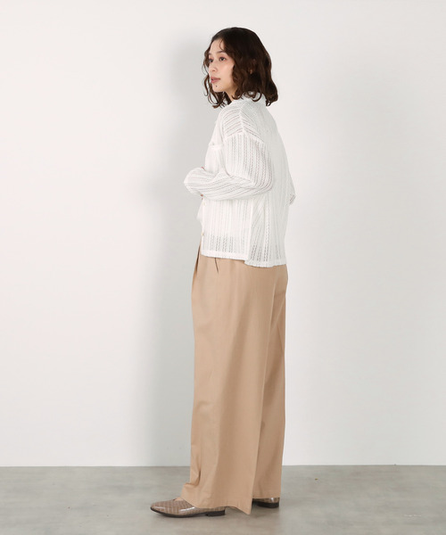 MELROSE claire（メルローズ クレール）の「【ラッセルレース襟付きカットソーカーディガン】（シャツ/ブラウス・レディース・オフホワイト/ブラック・FREE）」の6枚目の写真