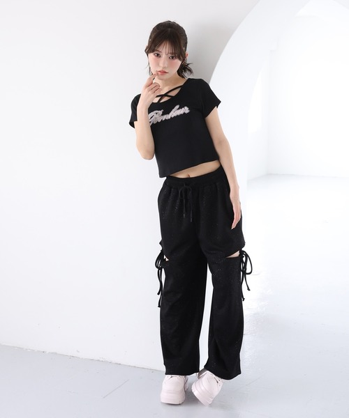 one after another NICE CLAUP(ワンアフターアナザーナイスクラップ)の「ホルターネック付きチュールロゴTシャツ(Tシャツ/カットソー・レディース・ブラック/ドット/ピンク/ホワイト・FREE)」の19枚目の写真