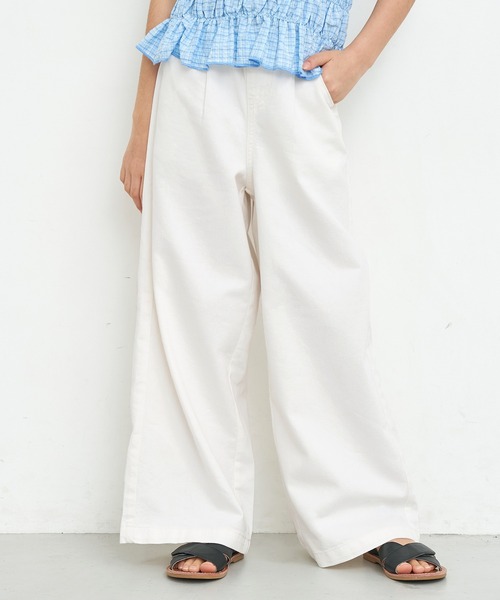 coca(coca)(コカ)の「キッズ サマーデニムワイドパンツ(デニムパンツ・キッズ・ライトブルー/アイボリー・150/140/130/120)」の1枚目の写真