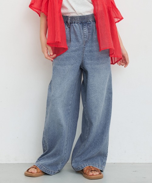 coca(coca)(コカ)の「キッズ サマーデニムワイドパンツ(デニムパンツ・キッズ・ライトブルー/アイボリー・150/140/130/120)」の2枚目の写真