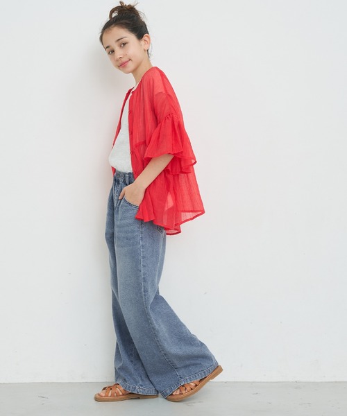 coca(coca)(コカ)の「キッズ サマーデニムワイドパンツ(デニムパンツ・キッズ・ライトブルー/アイボリー・150/140/130/120)」の5枚目の写真
