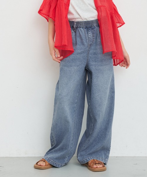 coca(coca)(コカ)の「キッズ サマーデニムワイドパンツ(デニムパンツ・キッズ・ライトブルー/アイボリー・150/140/130/120)」の6枚目の写真
