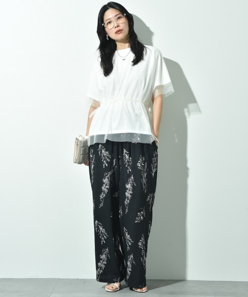 INTERPLANET(インタープラネット)の「TC天竺*ソフトチュールドッキングペプラムプルオーバー(Tシャツ/カットソー・レディース・アイボリー/チャコールグレー・FREE)」の20枚目の写真